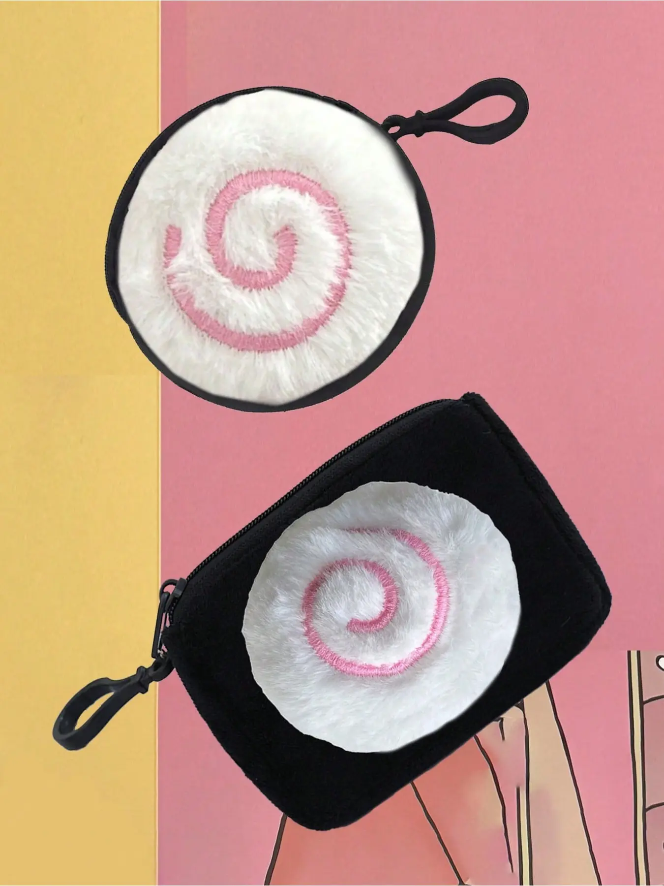 Cute Cartoon Fish Wallet, Square and Round Options, Soft Faux Fur, Hand Washable Zip Bag, Perfect Gift for Friends and Family