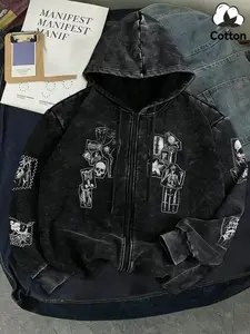 Men's Acid Wash Oversized Hoodie & Joggers Set, Dark Opium Aesthetic Two-Piece Tracksuit, Vintage Graphic Heavyweight Cotton Long Sweatshirt for Streetwear Grunge Daily Outfits.