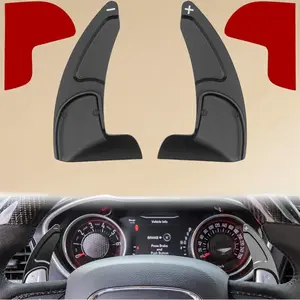 For Dodge Challenger Charger Durango RT Scat Pack 2015-2024 & Jeep Grand Cherokee 2014-2021, Steering Wheel Paddle Shifter Extension Cover Trim, Interior Car Accessories Decoration (Black, 2PCS)