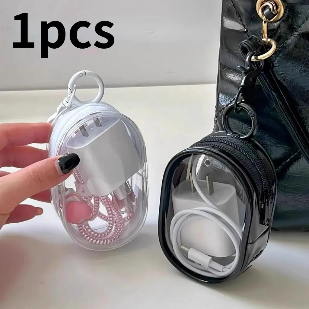 Clear Data Cable Charger Storage Bag, 1pc Portable Headphone Storage Box, Phone Organizing Bag, Home Organizer, Travel Organizer, Electronic Cord Organizer, Earphone Storage Bag, Earbuds