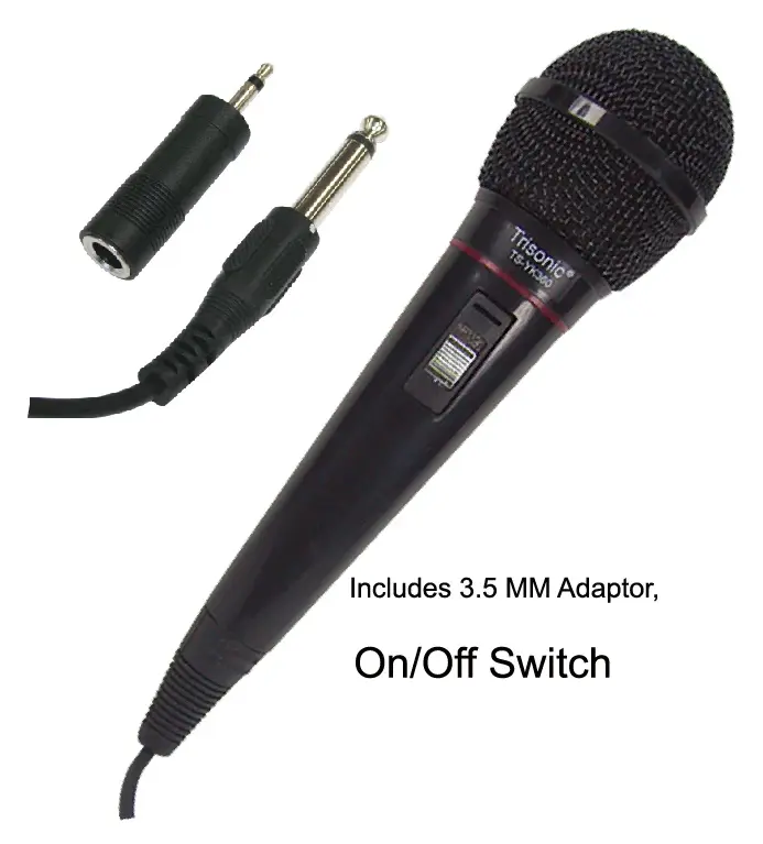 Uni-Directional 8' Corded Microphone, 80-12,000Hz 3.5 6.3mm Adapter
