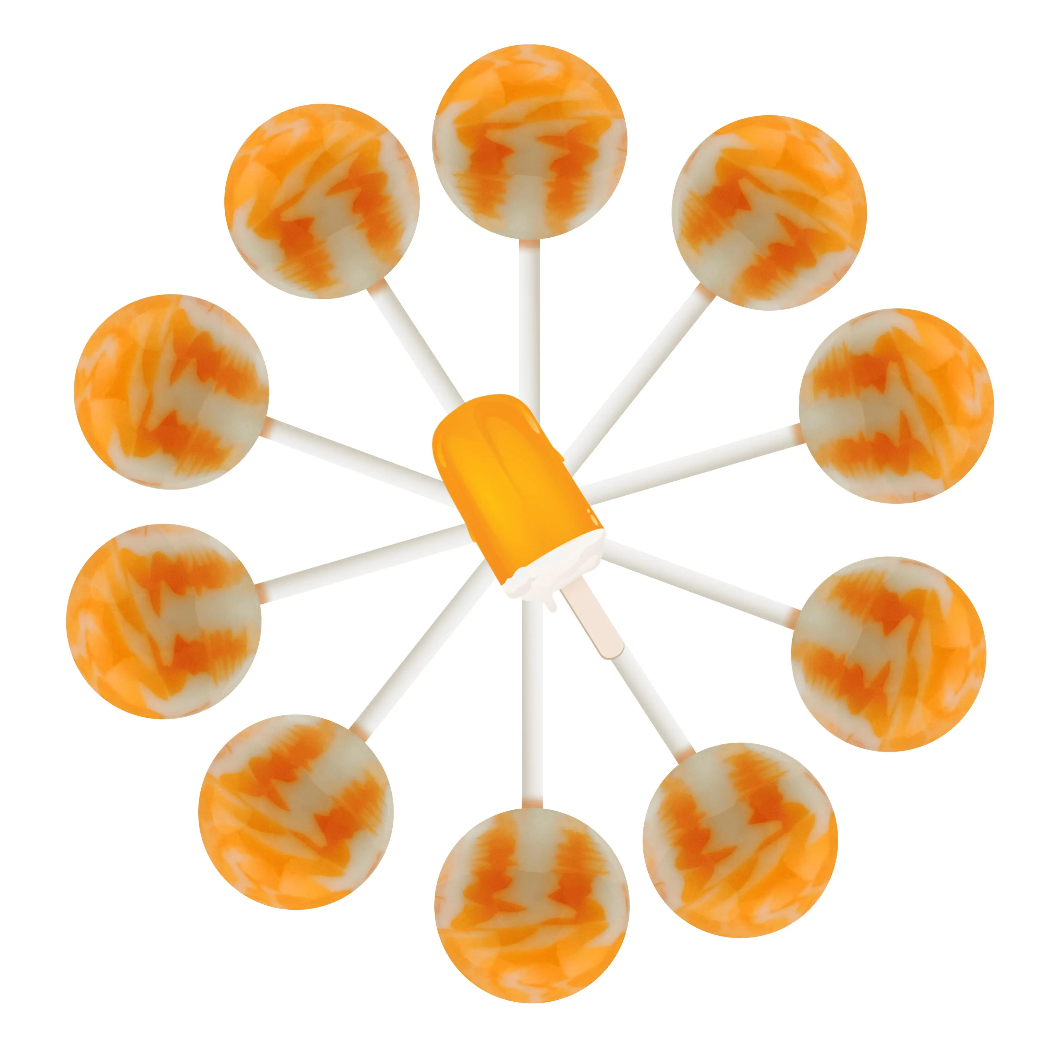 10ct. Orange Creamsicle Cream Swirl Lollipop Bag