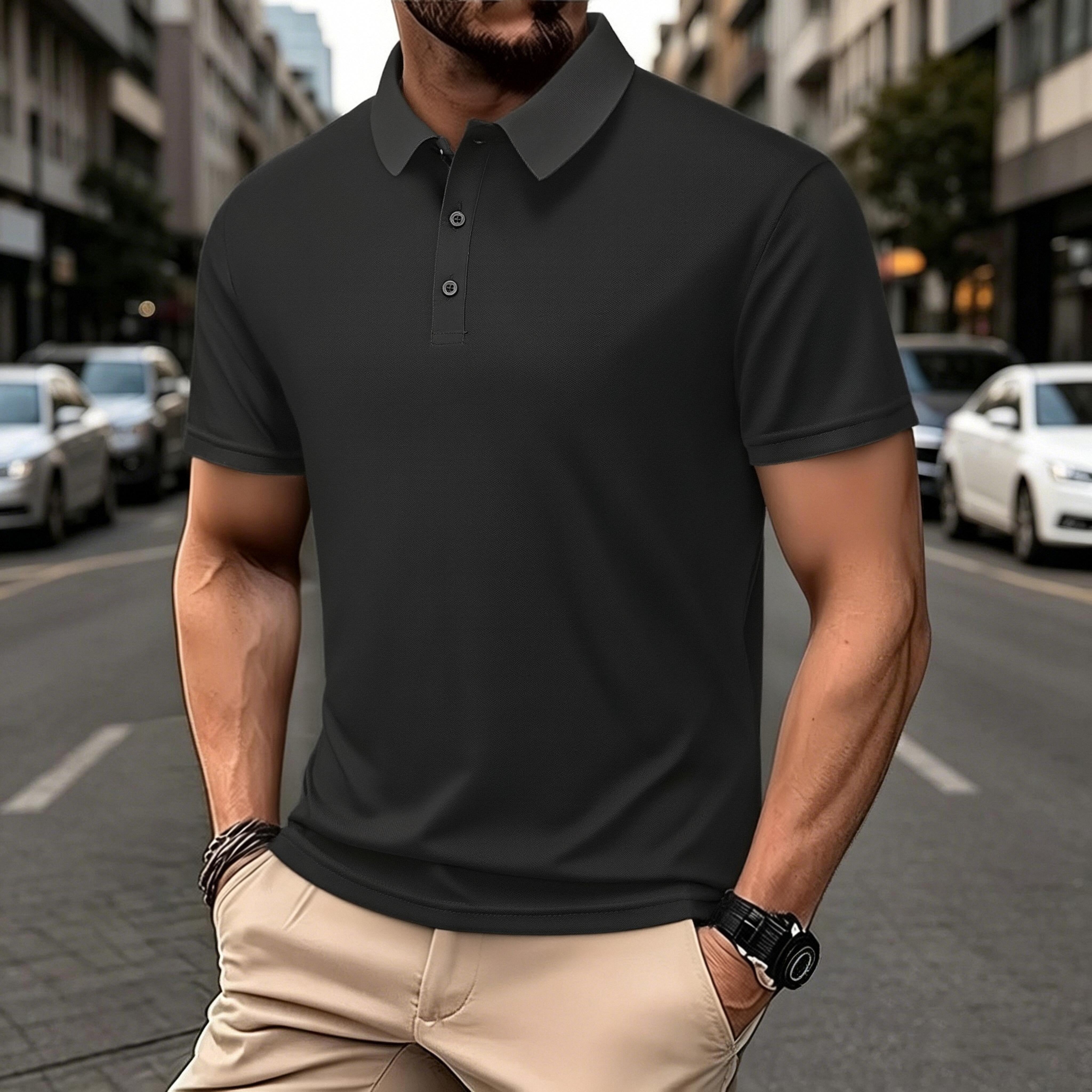 5-Pack Men’s Quick-Dry Polo Shirts – Short-Sleeve Collared Golf Tees, Breathable Casual Tops for Fishing & Cycling