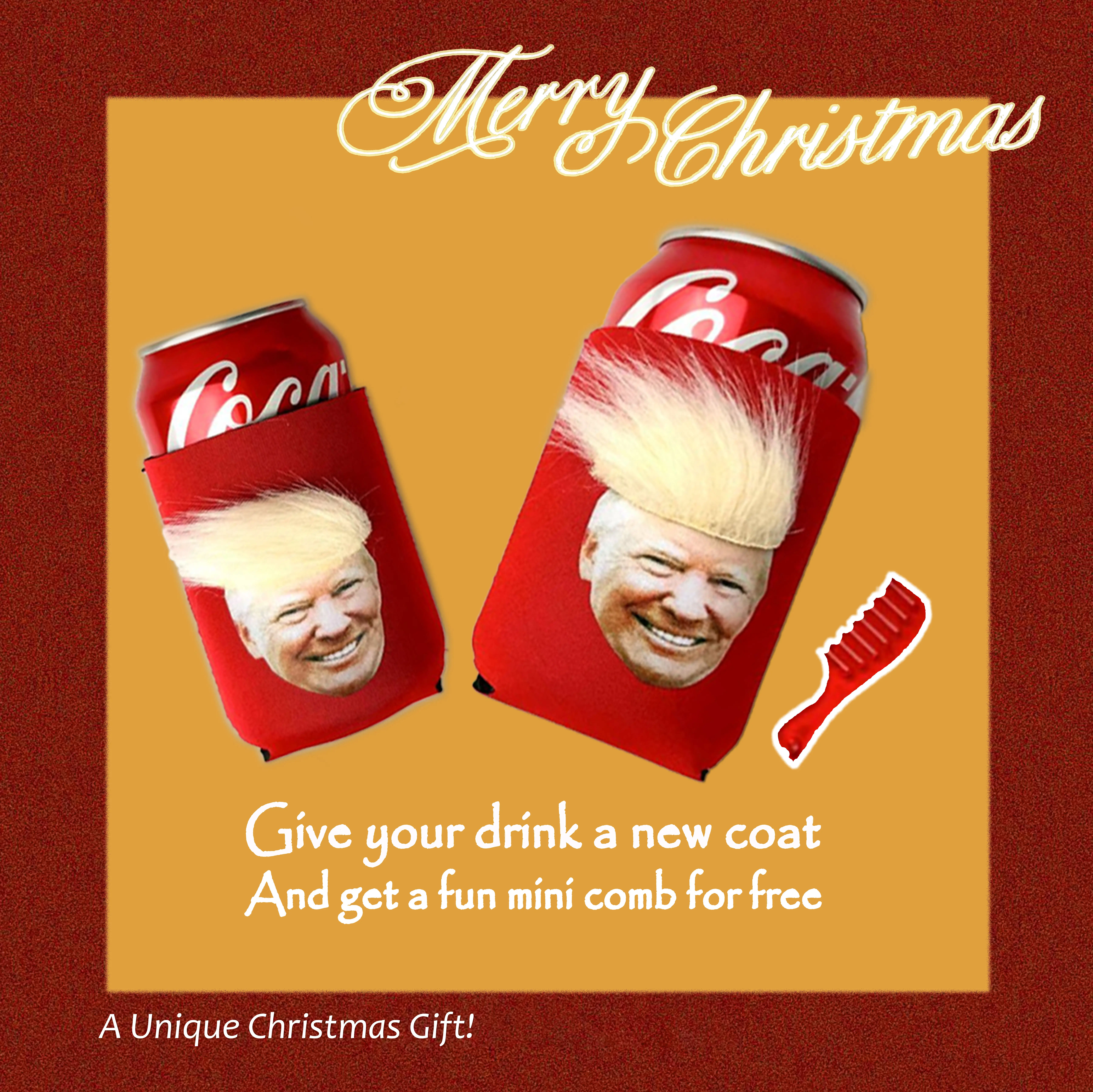 Funny D.T Can Coolers Sleeves with Hair and Mini Comb – Hilarious Gag Gift, White Elephant Gift, Unique Novelty Presents for Men, Women & Christmas, B