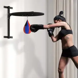 Soozier Adjustable Speed Bag Platform, Wall Mounted Punching Bag with 360-Degree Swivel for Home Fitness