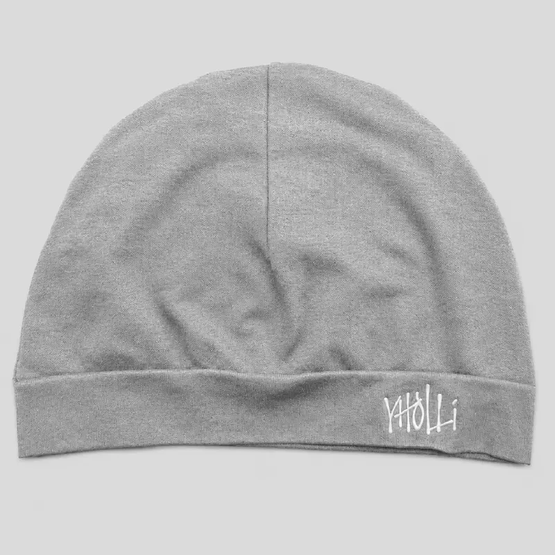 Satin-Lined Mid Melange Grey Skull Cap V2 Embroidered Logo