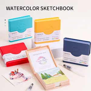 Mini Grid Watercolor Sketchbook with Thick Paper, Faux Leather Cover, Inspirational Quotes, Perfect for Artists, Students, Creative Learners, Water Coloring Books, Watercolor Paint Book