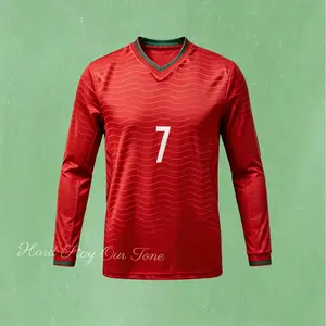 2026 Home Long Sleeve 7#  Soccer Jersey Red Football Jersey Quick Drying