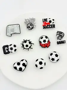10 Piece Football Goal Hole Shoe Clips Decorative Silicone PVC Sports Trendy Style Shoe Charms Fits Holey Shoes