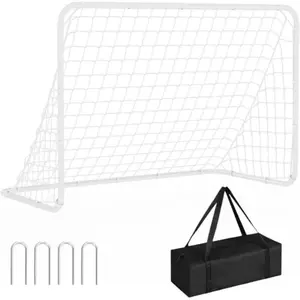 6Ftx4Ft Soccer Goal for Backyard, Steel Frame Soccer Net with Carrying Bag & 4 Ground Skates, Portable Design Soccer Training Equipment for Indoor Outdoor Practice, Easy Setup, Moveable & Weatherproof