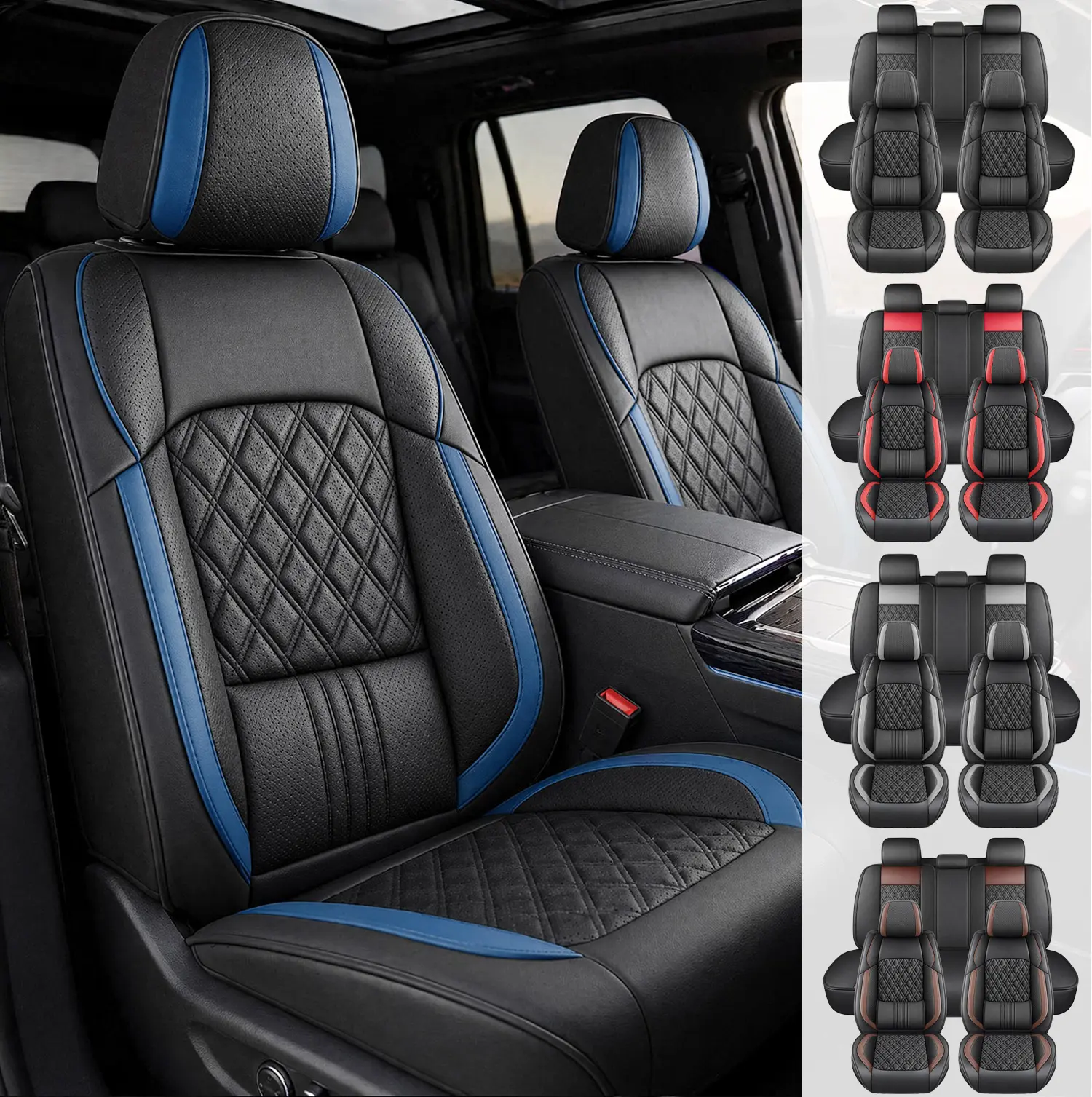 Arespark Car Seat Covers Custom Fit for Chevy Silverado GMC Sierra 1500 2007-2024 2500/3500 HD Crew Cab Pickup Truck Seat Cover Protector Cushion With 5D Lumbar Pillow ,Truck Waterproof Leather Crew Double Extended Cab Covers