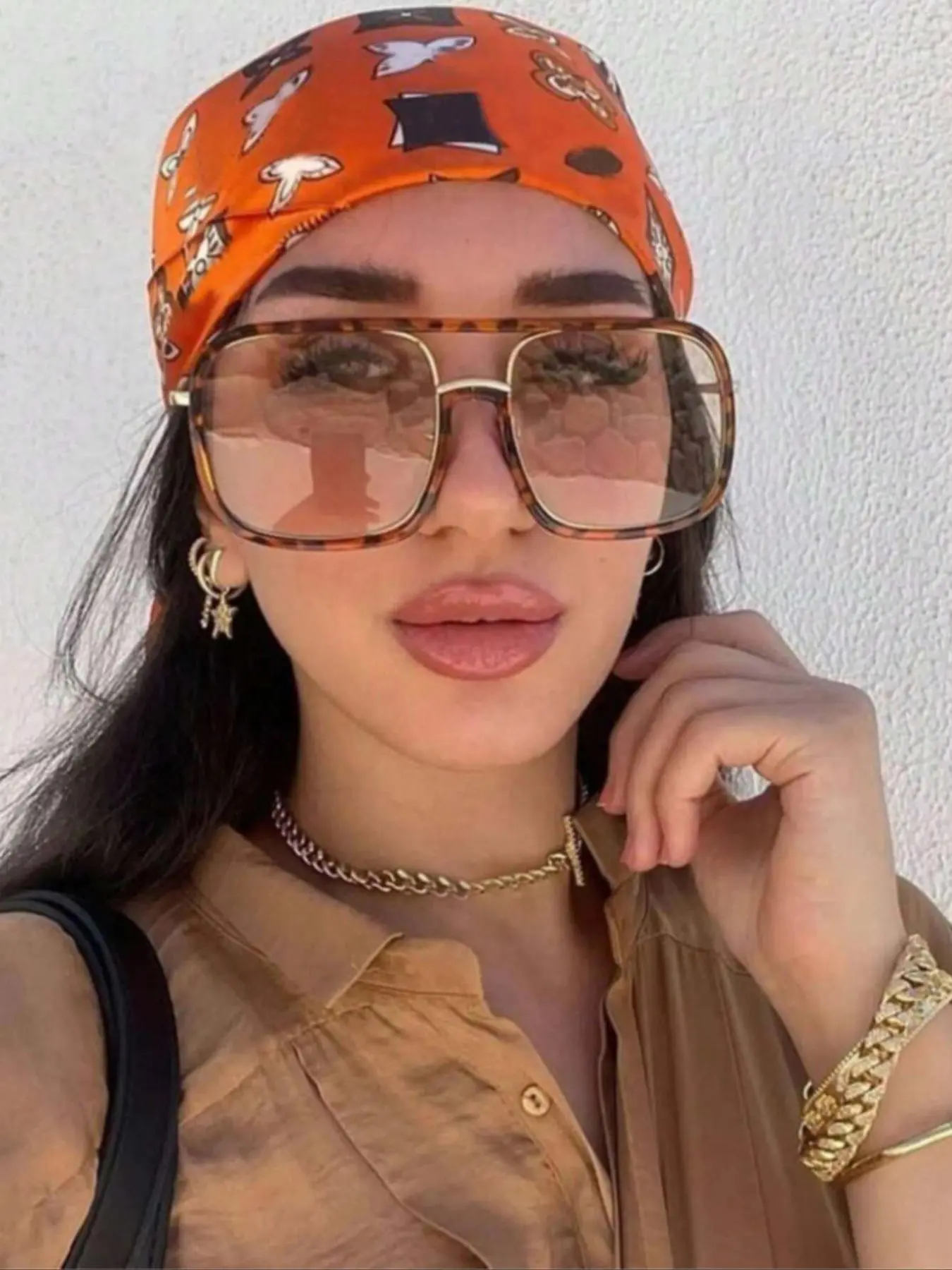 Unisex Street Style Tortoise Pattern Flat Top Frame Glasses, Eyewear, Trendy Casual Glasses for Everyday Use, Fashion Accessories for Outdoor Activities