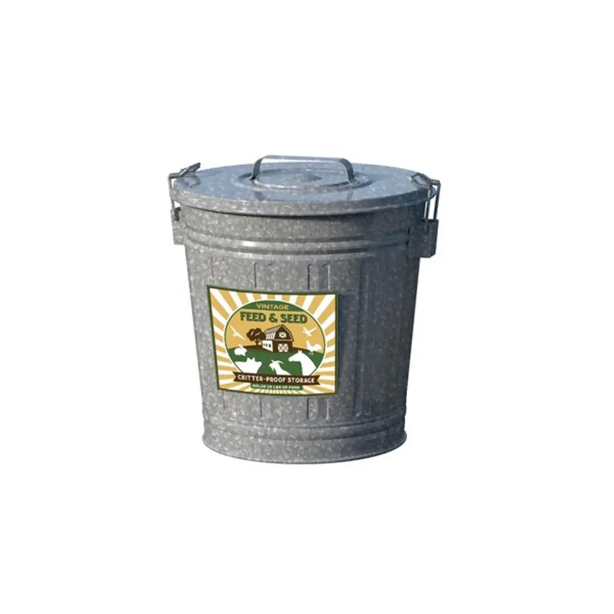 212 MAIN Galvanized Bird Food Container, 25 lbs Capacity, High-Quality Tin Canister with Locking Lid, Sunflower Seed Bucket for Bird Feeding Supplies
