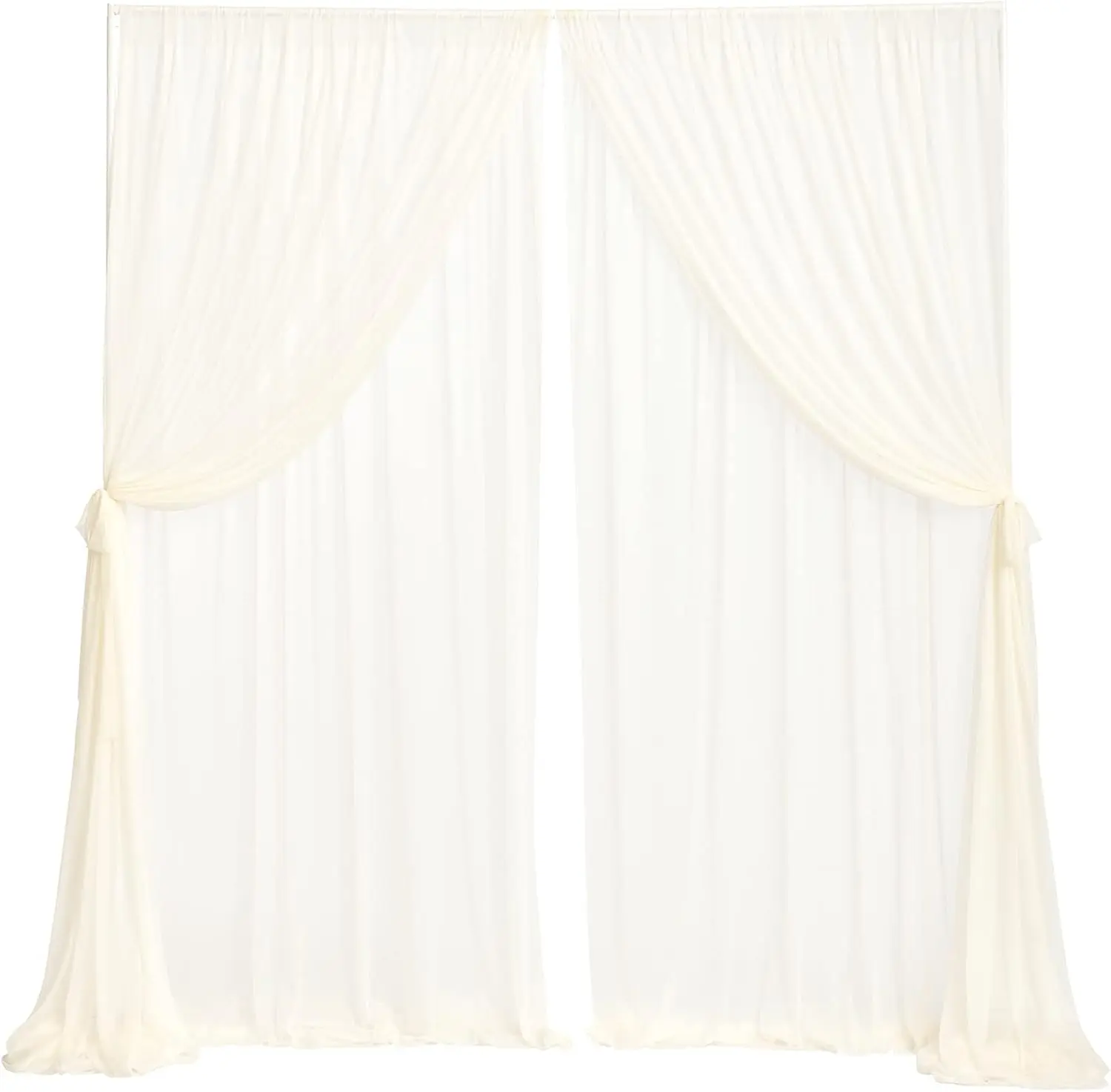 4Panels-5ft x 10ft Backdrop Curtains Chiffon Backdrop Beige Chiffon Background Sheer Chiffon Backdrop Curtains Wedding Ceremony Party Home Window Decorations
