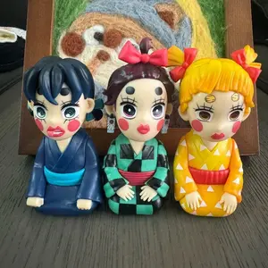 Demon Slayer Action Figure Kamado Tanjirou Agatsuma Zenitsu Hashibira Inosuke Creative Figure Model Decoration Ornaments Toys