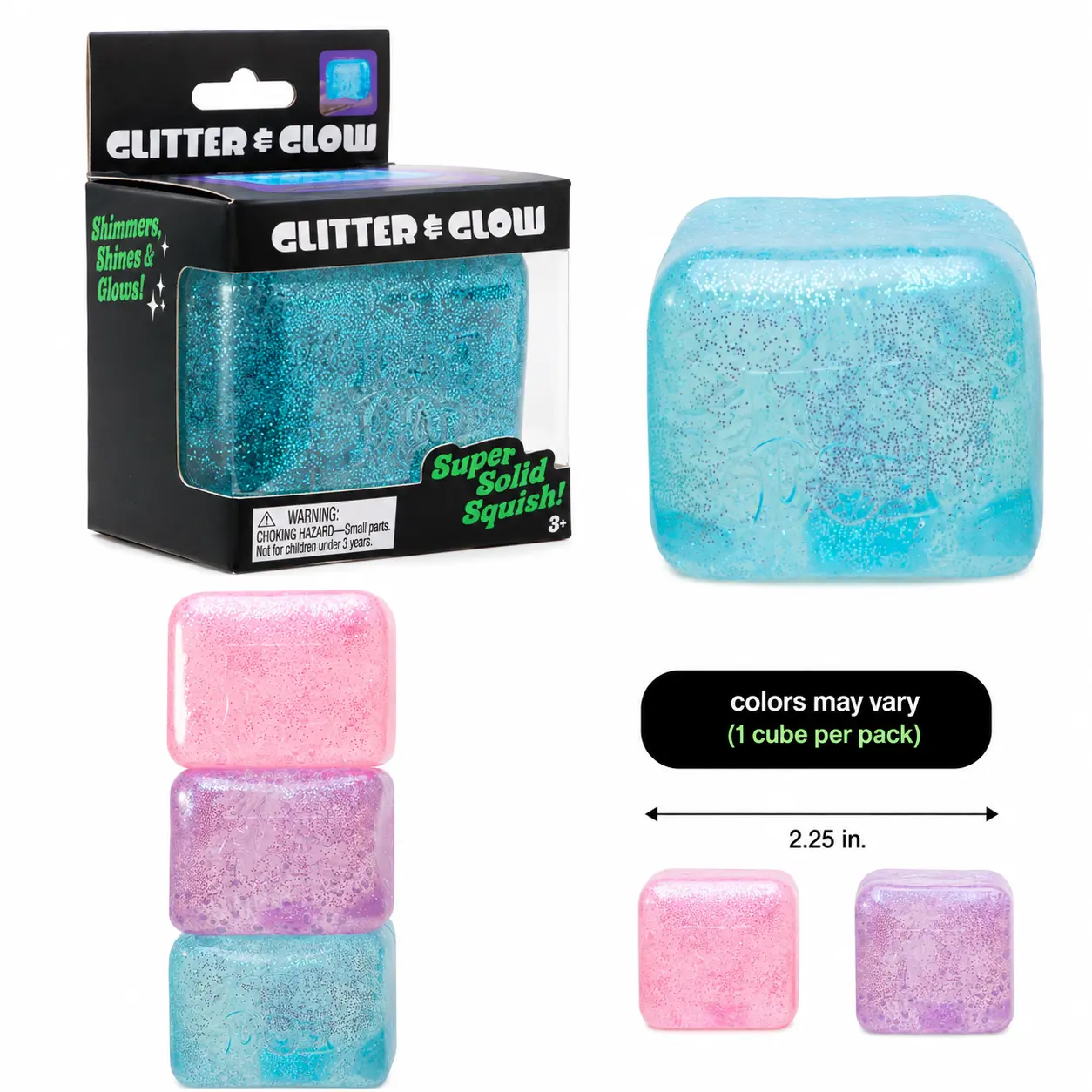 Classic Squishy Nice Cube Glitter Stress Relief Toy for Kids
