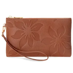 1pc Women's Litchi Grain Wristlet Bag Detachable Wrist Strap Phone Wallet Embossed Design Multi-compartment Card Holder Travel Passport Bag Shopping Lightweight Women's Clutch