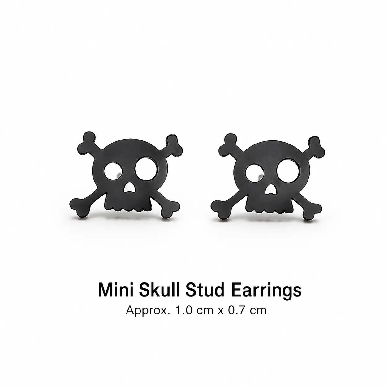 Mini Skull Stud Earrings, Black Skull and Crossbones Earrings for Men Women, Punk Gothic Halloween Earrings, Small Studs, 1 Pair