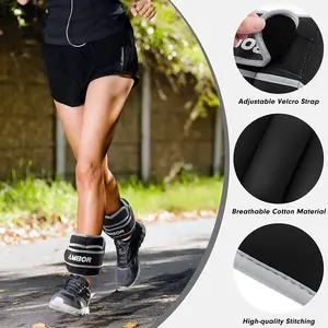 AMBOR Ankle Weights, 1 Pair 2 3 4 5 Lbs Adjustable Leg Weights, Strength Training Ankle Weights for Men Women, Wrist Weights Strap Set for Walking Running Gym Fitness Workout 2 Pack AMBOR