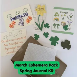 Spring Junk Journal Ephemera Pack | March Clover & Floral Cutouts | Pre-Cut Scrapbook Embellishments | Journal Kit