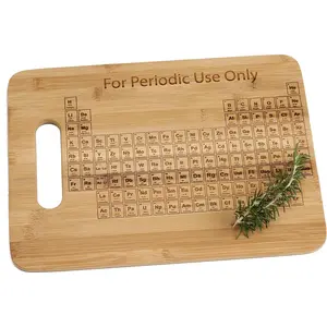 Gift Periodic Table Engraved Bamboo Wood Cutting Board with Handle and Funny Quote Graducation Gift for Teacher Scientist Chemist Professor Student Graduate