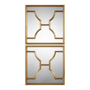 Misa Mirror, Set Of 2 Antiqued Gold Leaf