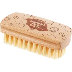 Vegetable and Fruit Cleaning Brush Scrubber Beechwood Handle Fruits Veggie Wash Brushes Potato Carrot Cucumber Mushrooms Washing Cleaner(Beige A, 1)