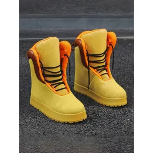 Men's Trendy High-Top Colorblock Boots, Bright High Top Design, Lace-Up Structure, Contrast Lining, Faux Material, Street Style