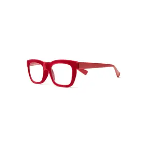 Dubai Red Velvet Unisex Square Frame Glasses CR-39 Lenses Velvet & Plastic Material 51mm Lens Width 19mm Bridge Width 135mm Temple Length