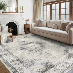GARVEE Machine Washable Vintage Area Rugs: Soft, Non-Slip, Distressed Medallion Carpets for Bedroom, Living Room, Dining Room, and Office in Various Sizes (2x6 to 10x13) and Colors (Sage, Grey, Blush, Beige)