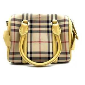 Pre-owned BURBERRY Leather Mini Bags CALUX Horseferry Yellow and Check Mini Bee Bow Bag