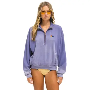 ESSENTIAL HALF ZIP RELAXED SWEATSHIRT - FADED GRAPE