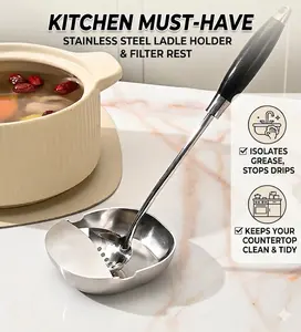 Stainless Steel Kitchen Utensil Rack & Holder for Chopsticks, Soup Ladles, Pots, and Spoons — Freestanding Countertop Organizer