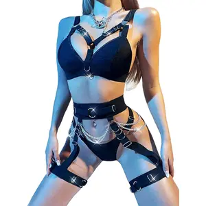 Bigary Women Garter Lingerie Push Up Choker Belt Lingerie Set