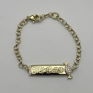 High Quality Gold Laminated Children's Bracelet with Personalized Name Design for Girls