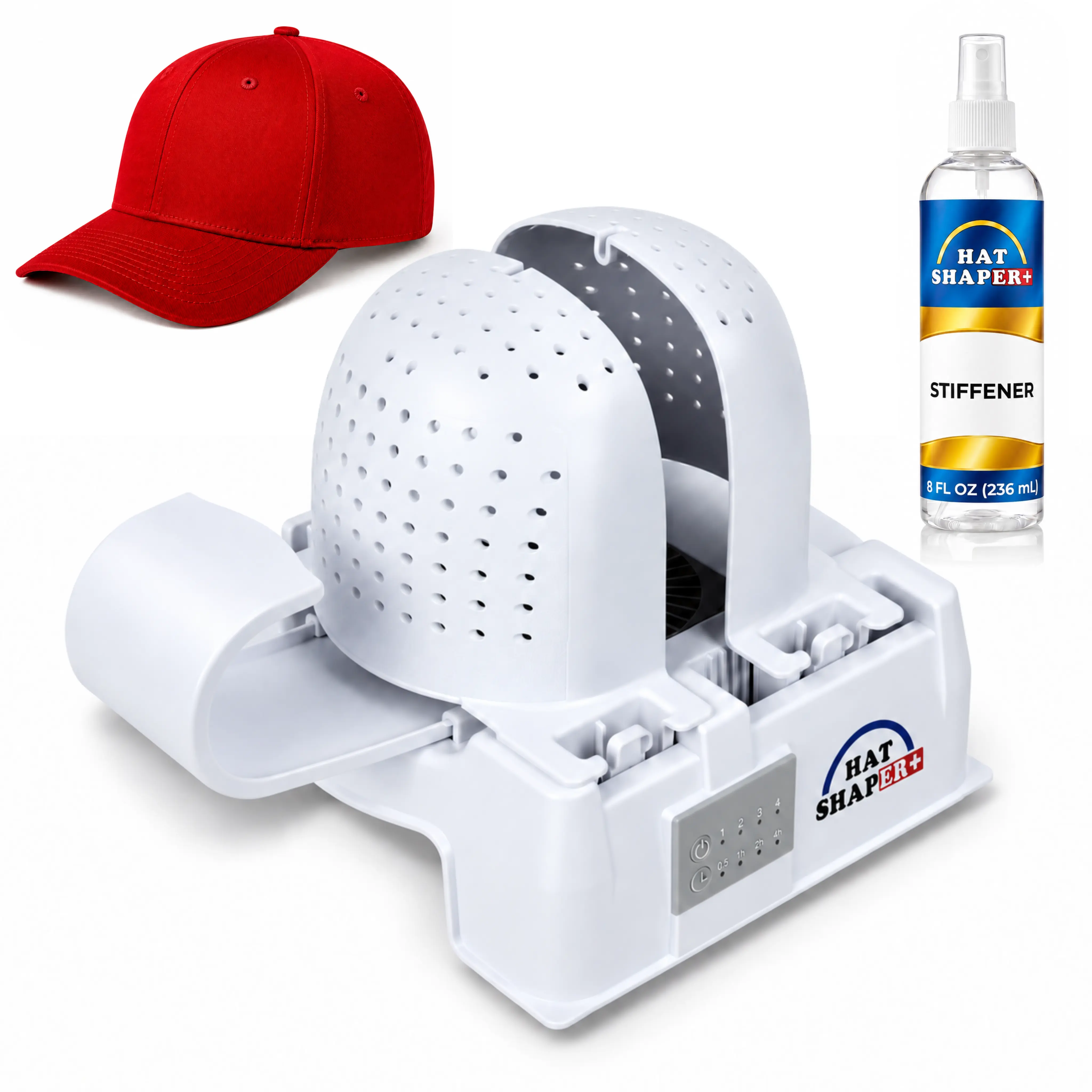 Hat Shaper Fitted Cap Restorer with Stiffening Spray for Baseball Trucker and Fitted Hats Durable ABS Plastic USA Made Precise Contour for Wrinkle-Free Fit Hat Set