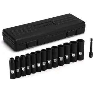 14 count 3/8"Dr. Deep Impact Socket Set, Metric, 12-Point, CR-V, 14 count 3/8-Inch Drive Deep Socket Set, 7mm - 19mm