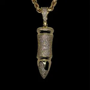 14k Gold Plated Bullet with CZ  Necklace - Cadena de Bala con CZ Oro Laminado