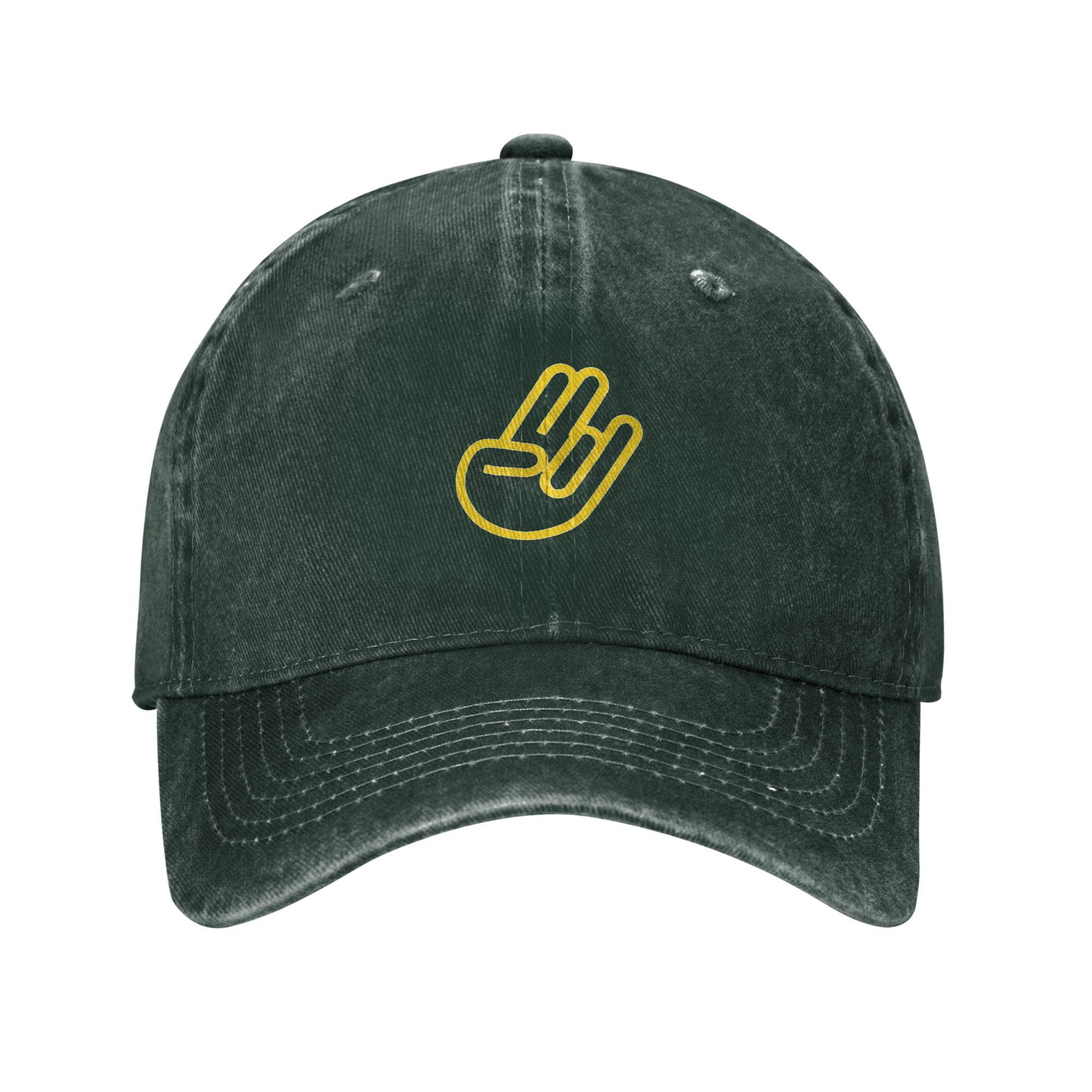 Vintage Washed Cotton Baseball Cap Creative Hand Gesture Graphic Dad Hat Unisex Adjustable Streetwear