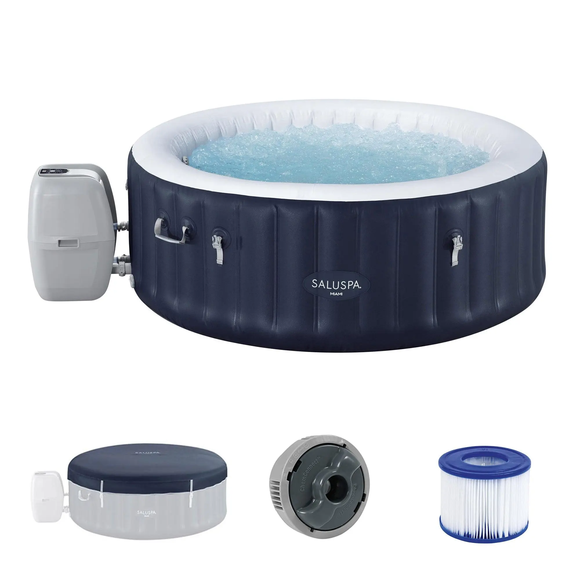 Bestway SaluSpa Miami 2-4 Person Inflatable Hot Tub, Round Spa, 71"x26"