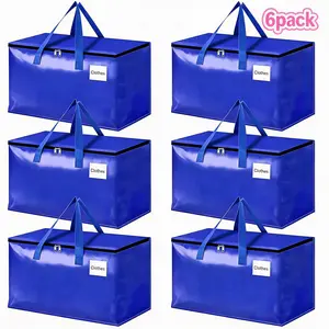 3/6 Pack Clear Heavy Duty Zipper Storage Bags, Large Waterproof Moving Totes with Reinforced Handles & Label Pocket, Foldable Clothes Organizer for Closet, Dorm, Garage, Travel, Camping, Ideal for Clothing, Bedding, Quilts, Toys & Household Sundries