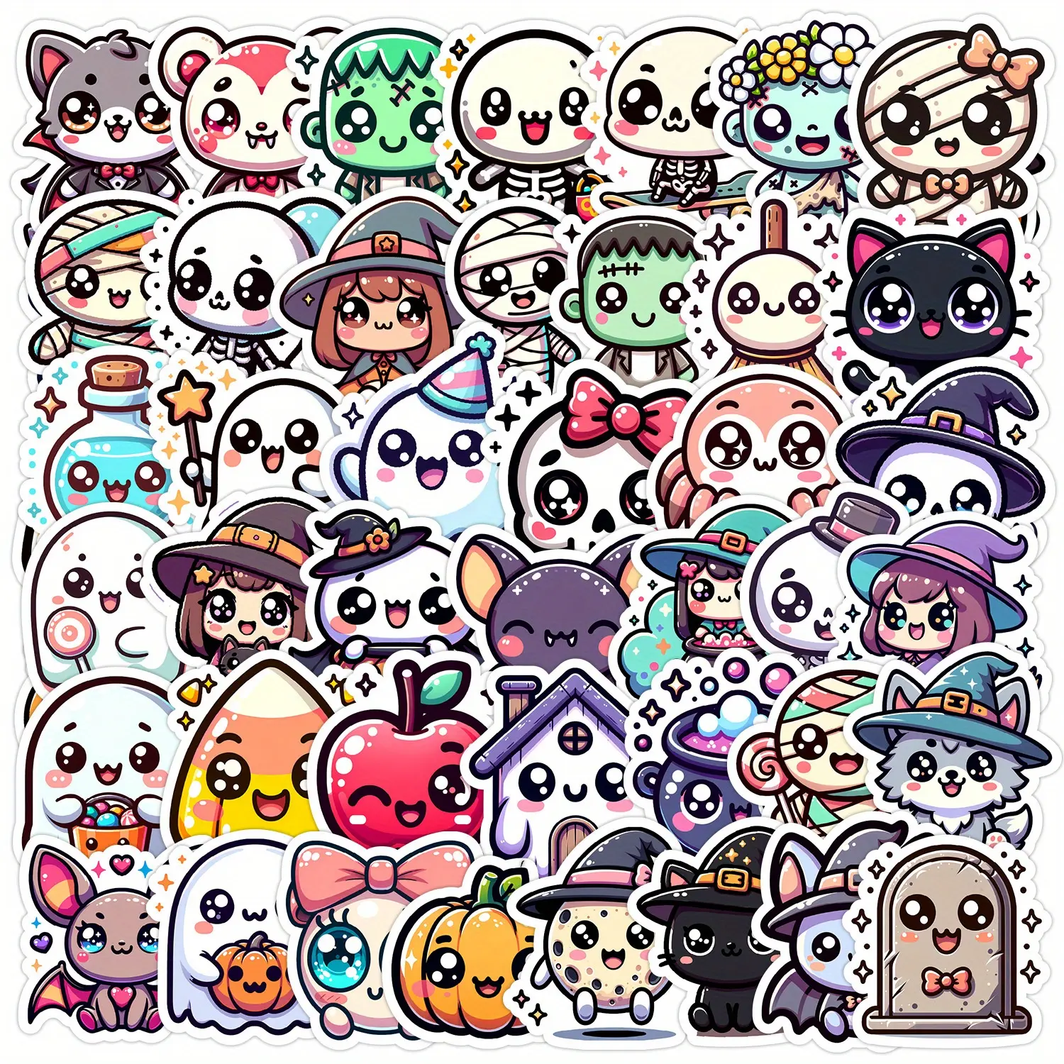 50pcs Halloween Series Stickers, Premium Skull Stickers, Suitable for Faith-based Designs Such As Scrapbooks, Diaries, Laptops, Water Bottles, Cars, Etc., with Positive Messages As Gifts, Sticker Decals, Multipurpose Car Decal