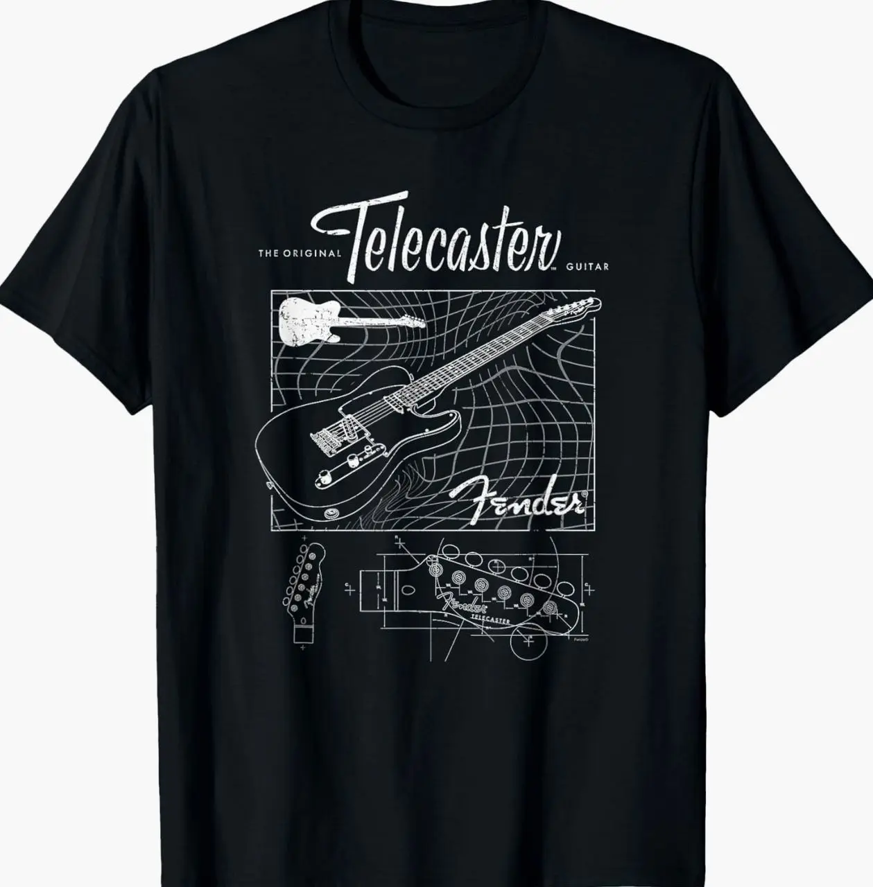 Fender The Original Telecaster Guitar Schematic Poster T-Shirt ZN3