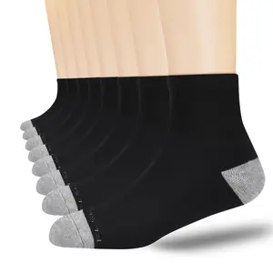 Men's Athletic Ankle Socks 8-Pairs Cotton Cushioned Quarter Socks for Men Moisture Wicking Socks Size 7-9/9-12/12-15 (Black)