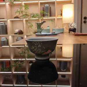 Handmade purple clay teacup