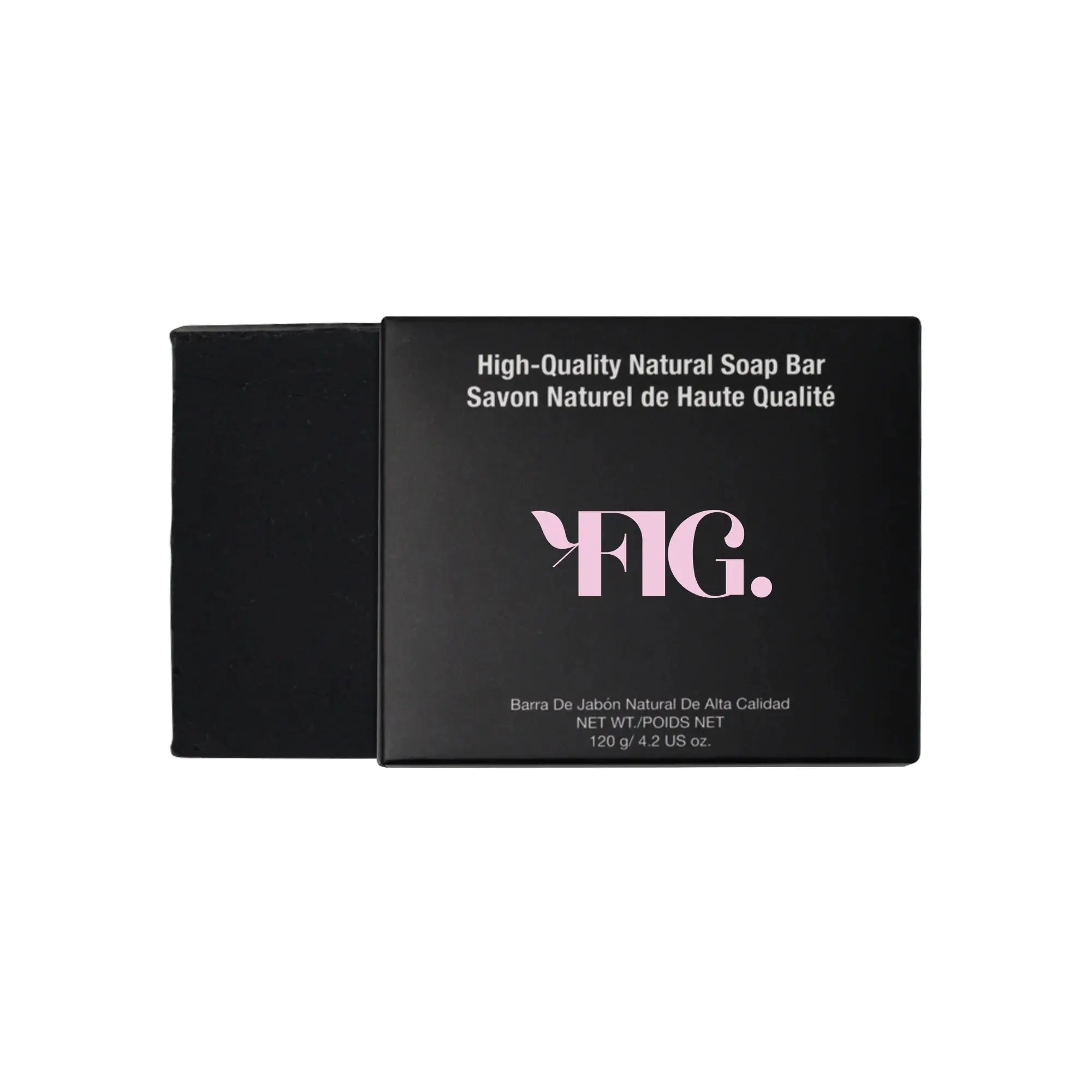 FIG Cosmetics Activated Charcoal Soap Bar with Goat Milk & Eucalyptus | Deep Detox Cleanser for Face Body Hands | 4.2 oz / 120 g