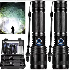 【SummerVibes】2PACKS High Lumen Rechargeable LED Flashlights, Ultra-Bright 5 Modes With COB Light, Tactical Zoom-able Torch Handheld Flashlight, For Outdoor Emergency, Backyard BBQ, Labor Day Gifts & Summer Camping Spotlight