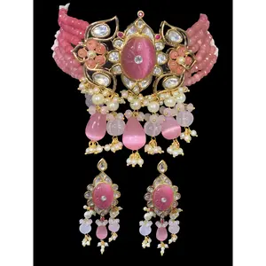 C173 Denise cz polki choker in pink  ( READY TO SHIP )