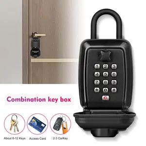 Key Lock Box, Wall Mounted Key Storage Box with 12-Digit Keyboard Combination, Resettable Code, Large Capacity, Waterproof Security Lock Box for Home, Office, Outdoor