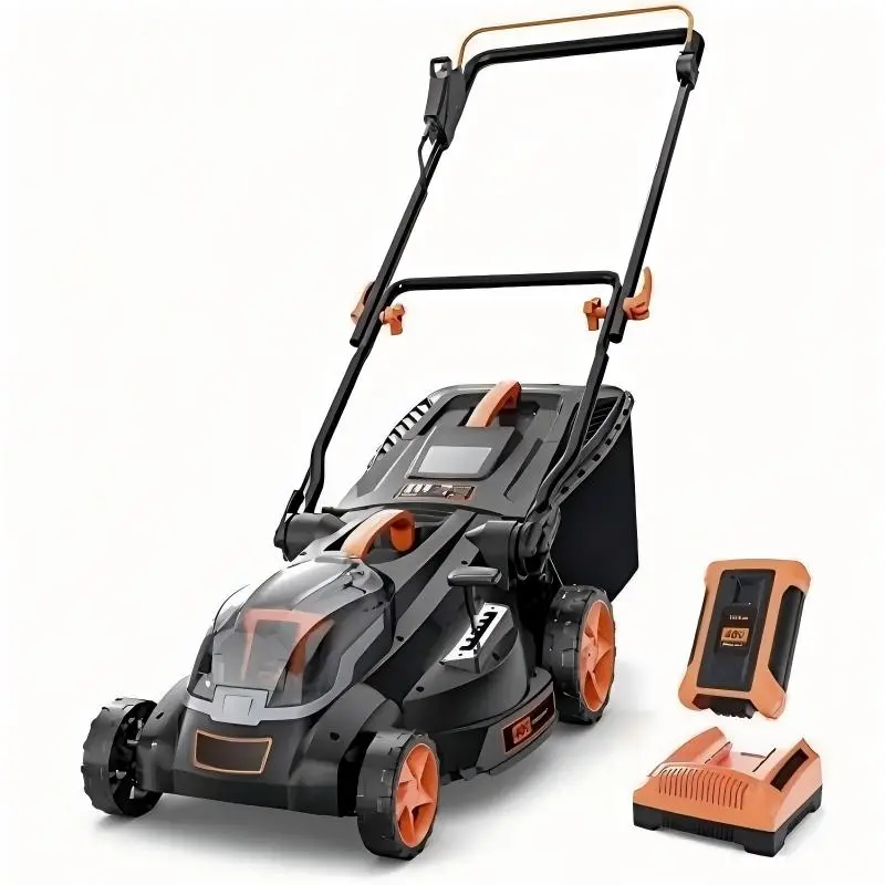 #summerfinds DOVAMAN 40V Cordless Lawn Mower, 16'' Cutting Width, Brushless Motor, 6-Heights Central Adjustment, 4.0Ah Battery, 3-Level Hight Select, Foldable Handle for Vertical Storage, 13.2-Gal Grass Bag,#Summervibes